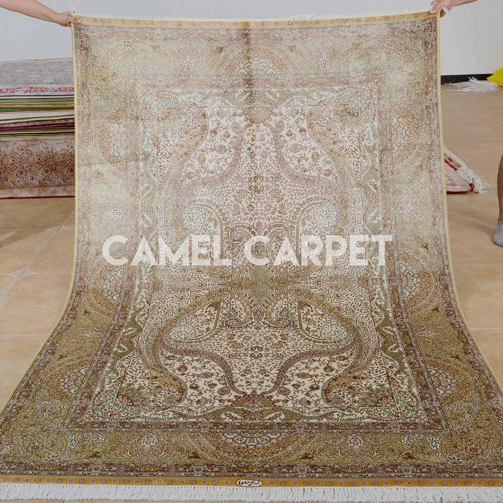 Beige and Ivory Silk Hand Woven Rugs.jpg